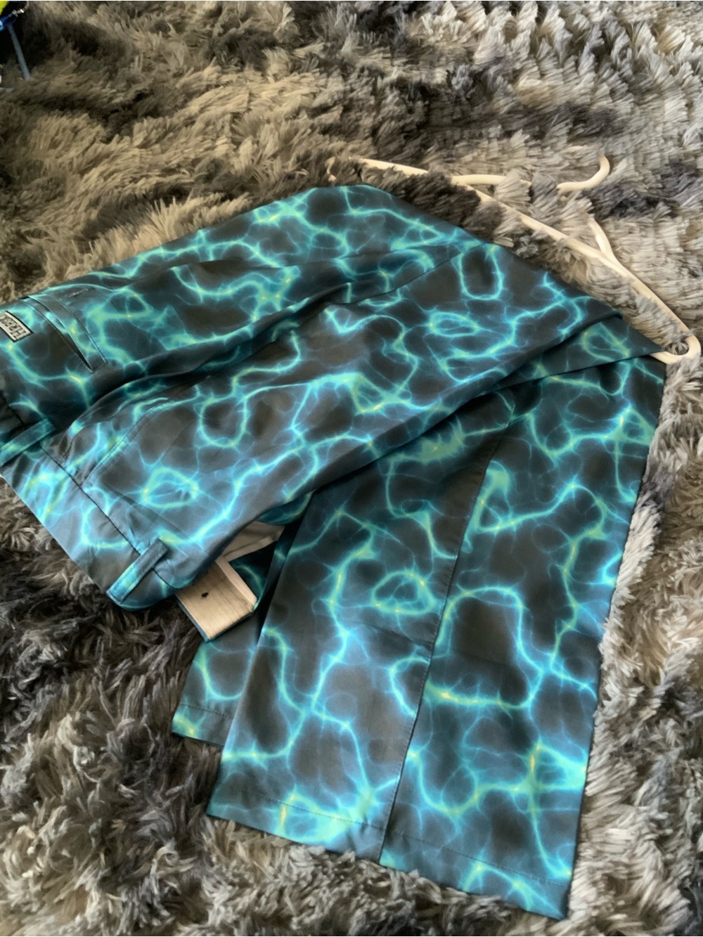 Men's Water Patterned Pants- Teal Lightning Print